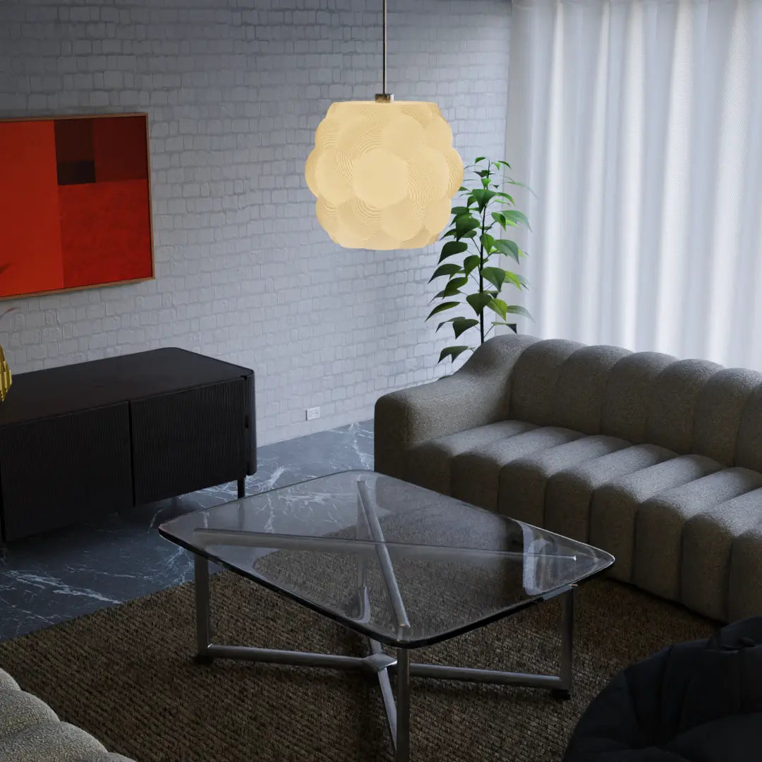Apo Malli lampshade illuminating a contemporary living space