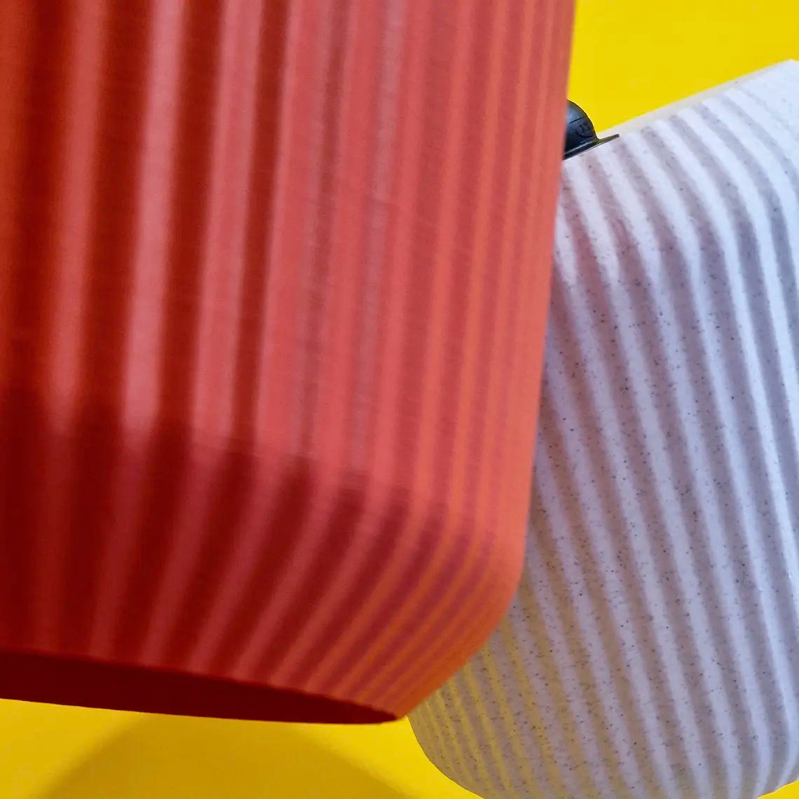 Close-up view of Lucash lampshade highlighting the eco-friendly PLA filament material and detailed texture.
